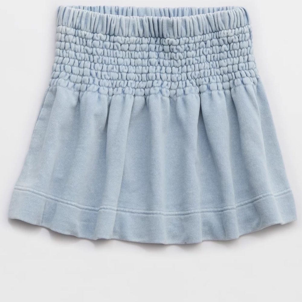 Aerie Feeling Femme Mini Skirt NWT size large color light wash blue